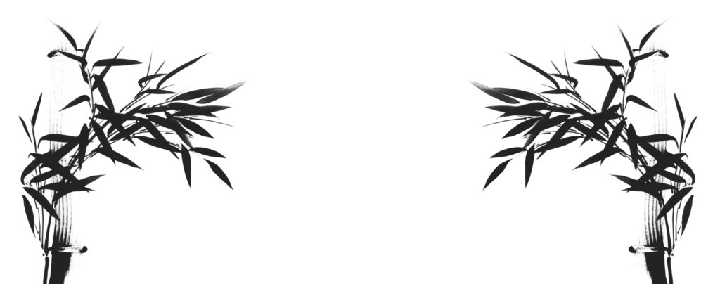 竹の水墨画がふたつ