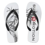 Pair of flip flops printed with sumi-e.